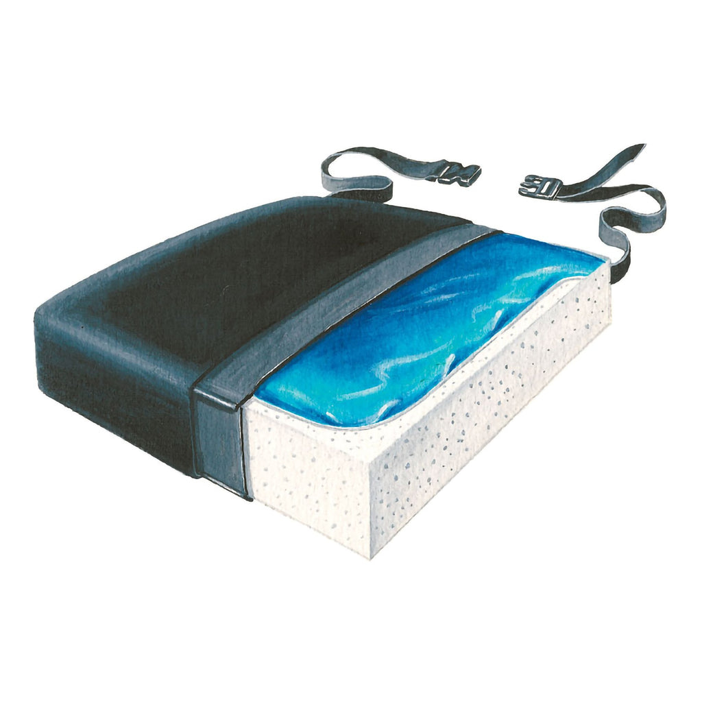 SkiL-CareÂª Bariatric Seat Cushion, 30 in. W x 2 in. D x 3 in. H, Gel / Foam, Black, Non-inflatable