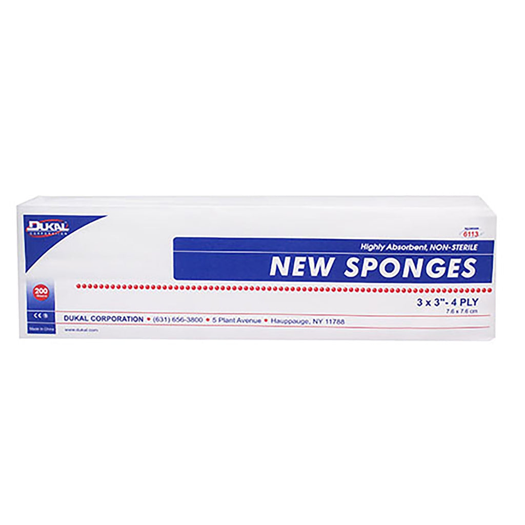 Dukal Gauze Sponges, nonwoven, 4-Ply, 3 inch X 3 inch, Absorbent, Non-Linting, nonsterile