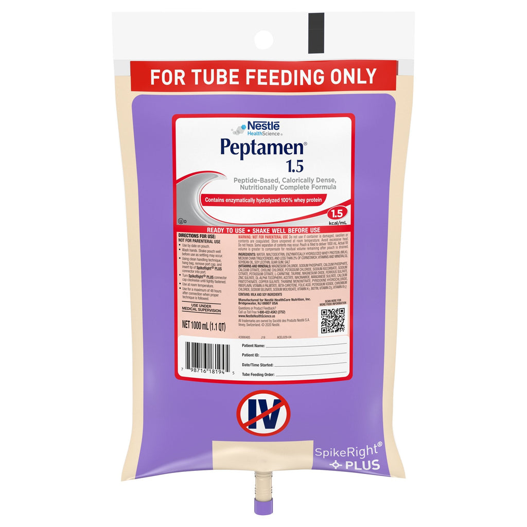 PeptamenÂ¨ 1.5 Ready to Hang Tube Feeding Formula, 33.8 oz. Bag