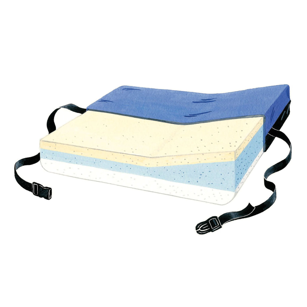SkiL-CareÂª Seat Cushion, 18 in. W x 16 in. D x 3.5 - 5 in. H, Gel / Foam, Blue, Non-inflatable