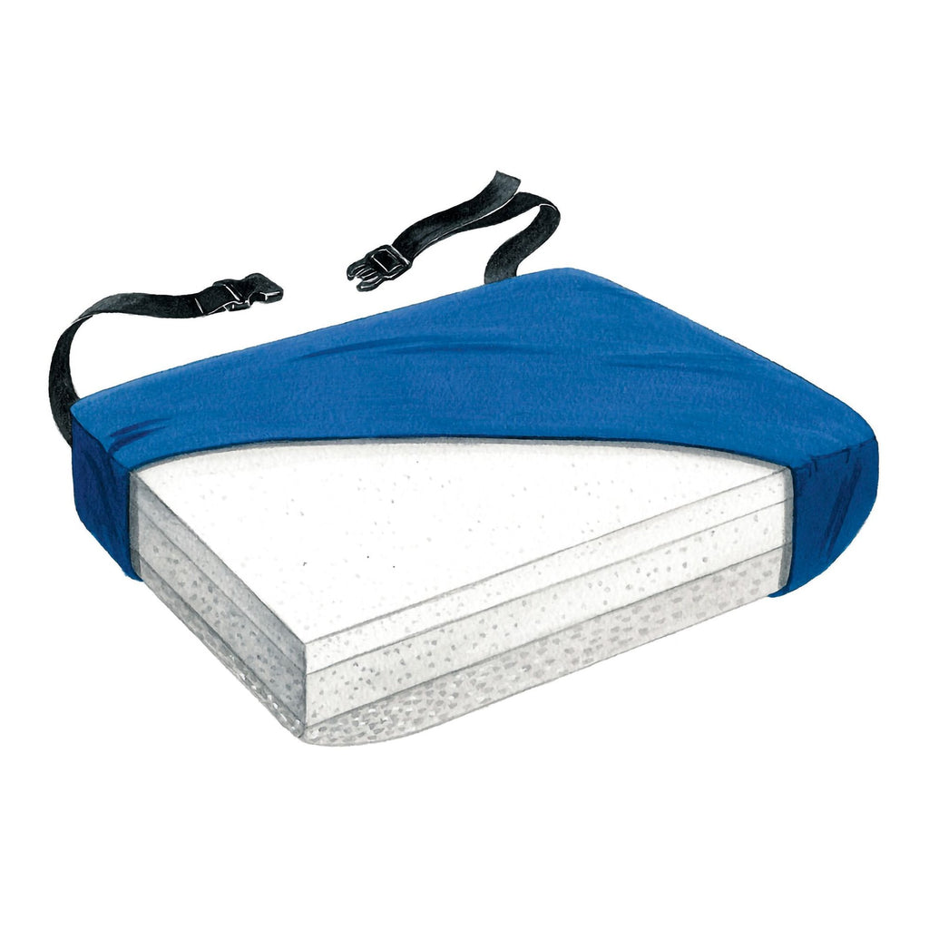 SkiL-CareÂª Sling Seat Bariatric Visco Cushion, 22 in. W x 16 in. D x 4 in. H, Gel / Foam, Blue, Non-inflatable