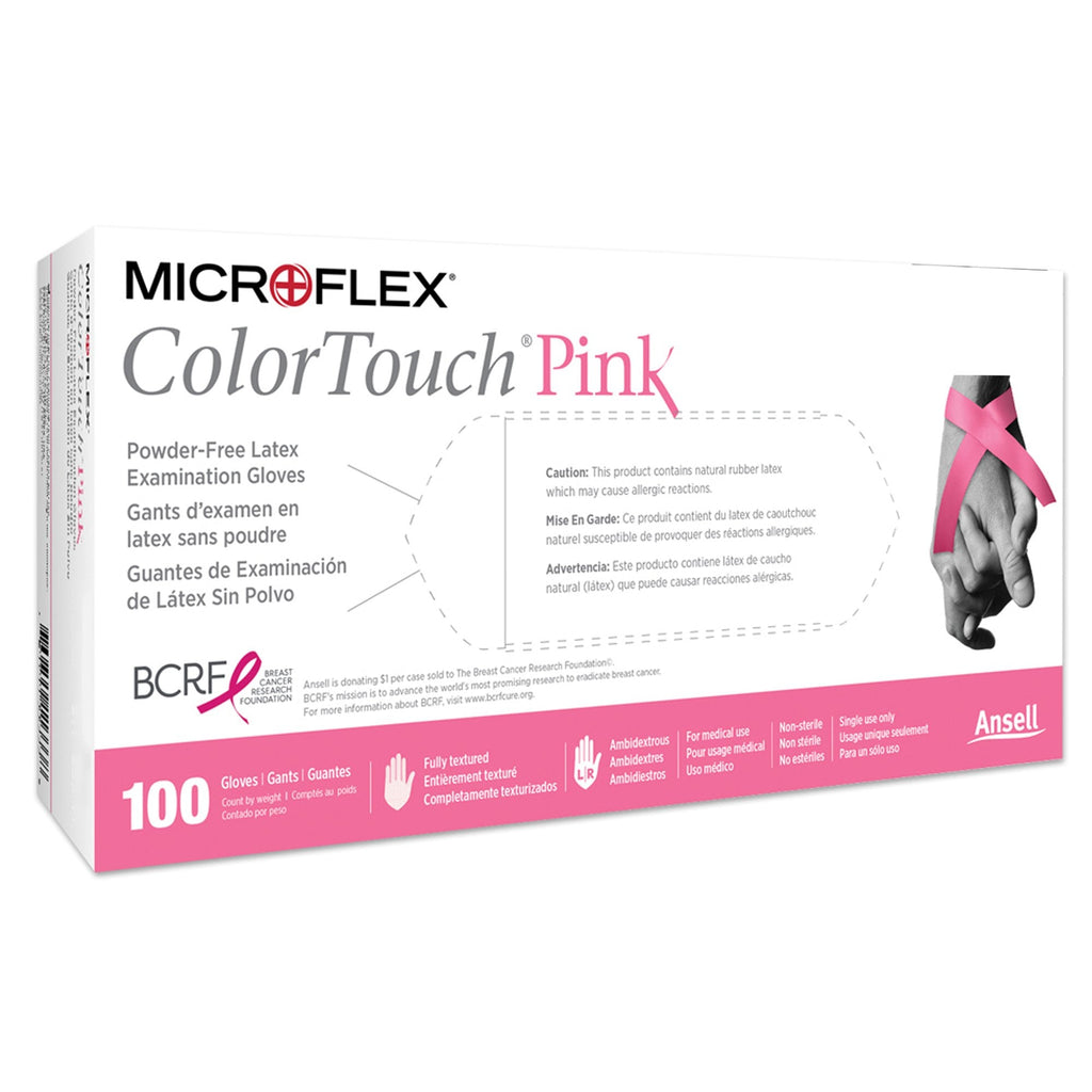 ColorTouchÂ¨ Pink Latex Exam Glove, Small, Pink