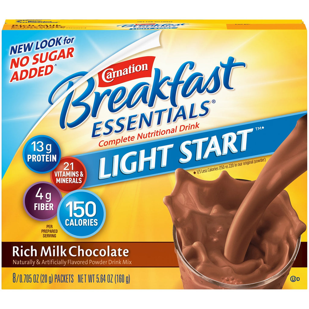 Carnation Breakfast EssentialsÂ¨ Light Start Chocolate Oral Supplement, 20 Gram Individual Packet