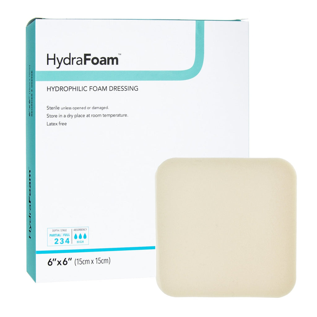 HydraFoamÂª Nonadhesive without Border Foam Dressing, 6 x 6 Inch
