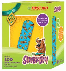AmericanÂ¨ White Cross Stat StripÂ¨ Kid Design (Scooby Doo) Adhesive Strip, 3/4 x 3 Inch