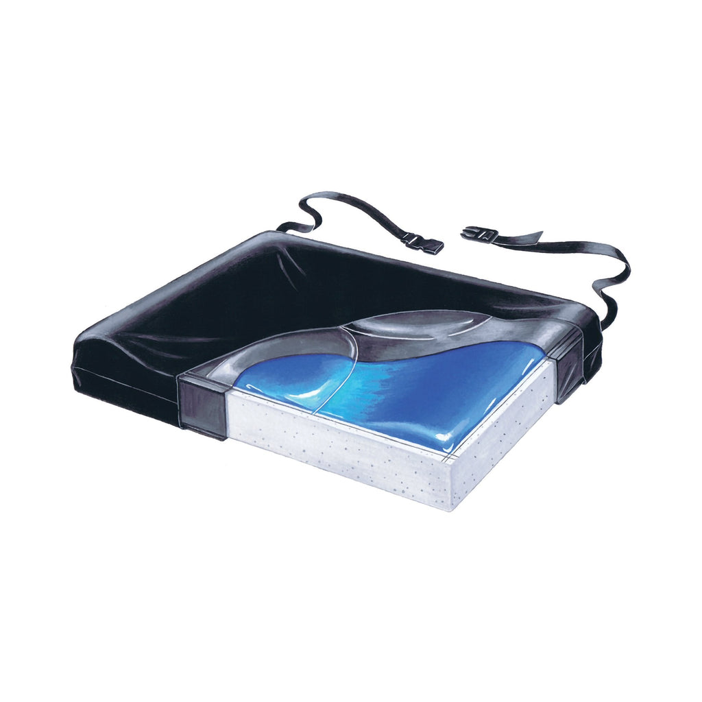 SkiL-CareÂª Stability Plus Seat Cushion, 16 in. W x 16 in. D x 2.5 in. H, Gel / Foam, Black, Non-inflatable