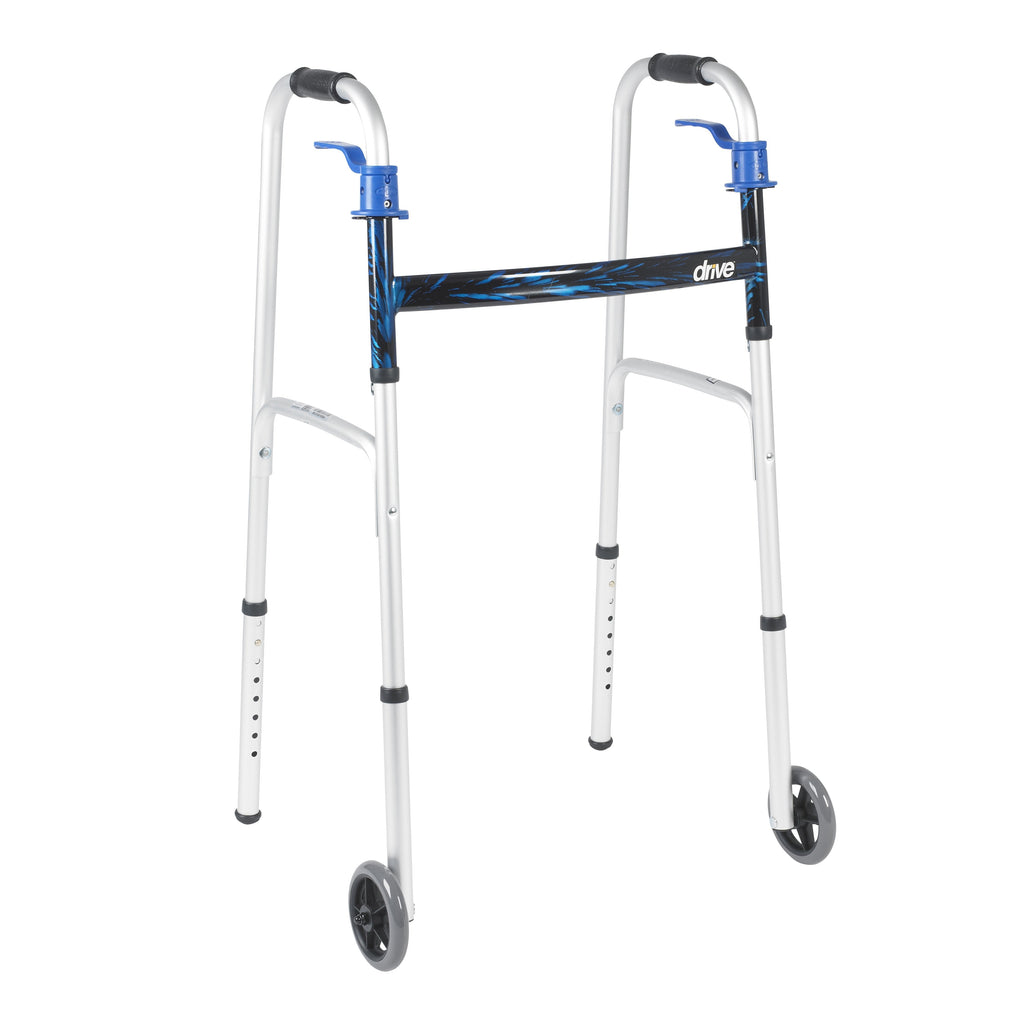 driveÂª Aluminum Dual Release Folding Walker, 32 Ã 39 Inch Height