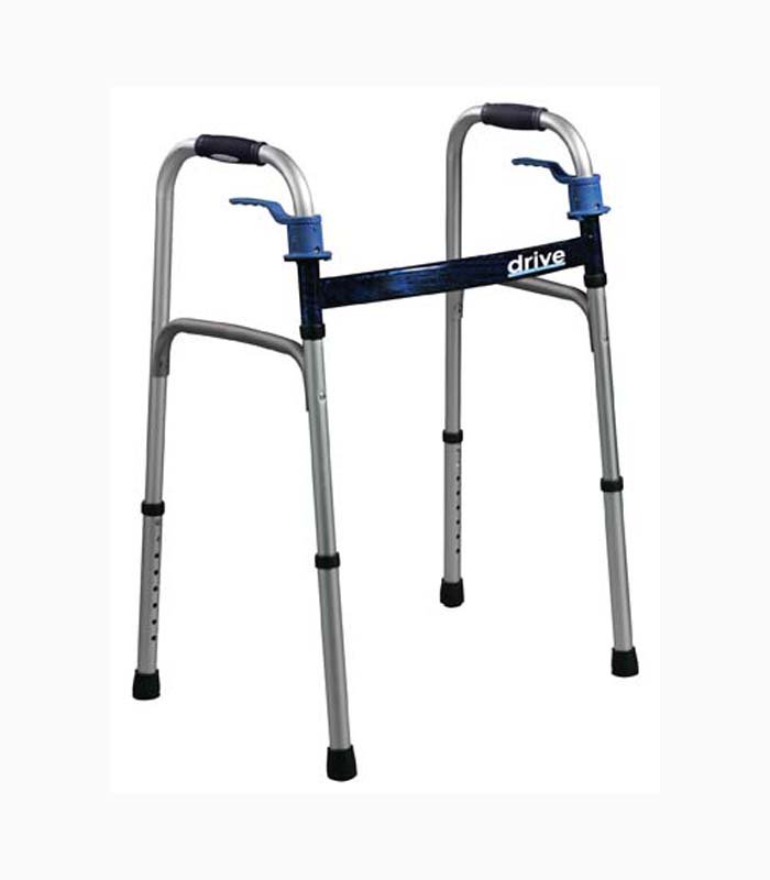 driveÂª Deluxe Aluminum Dual Release Folding Walker with Wheels, 26 Ã 33_ Inch Height