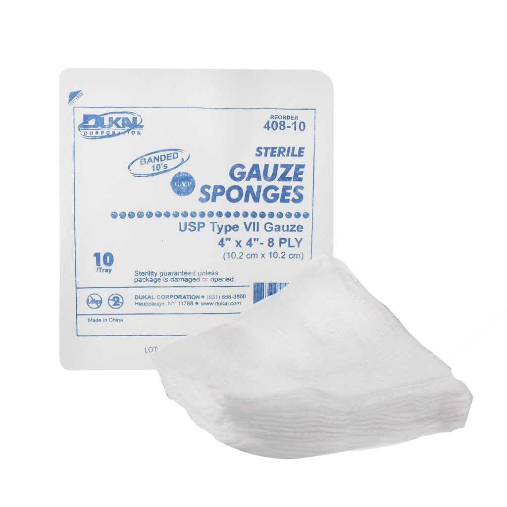 DukalÂª Sterile USP Type VII Gauze Sponge, 4 x 4 Inch