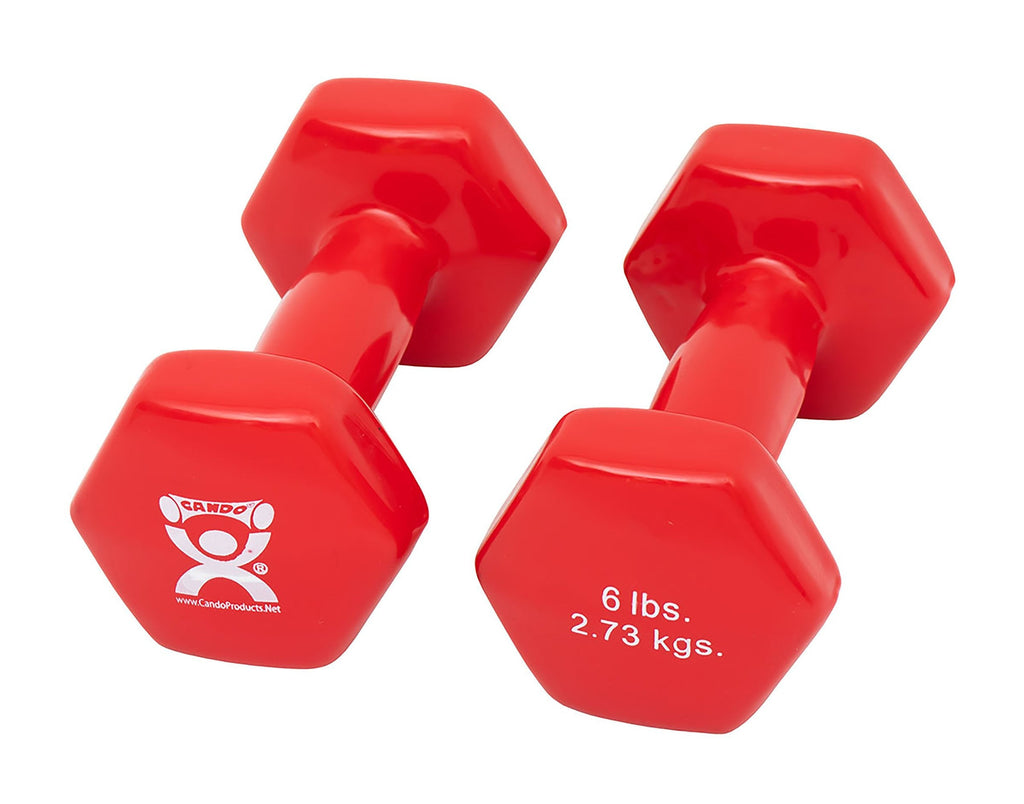 CanDoÂ¨ Vinyl Coated Dumbbell, Red, 6 lbs., Pair