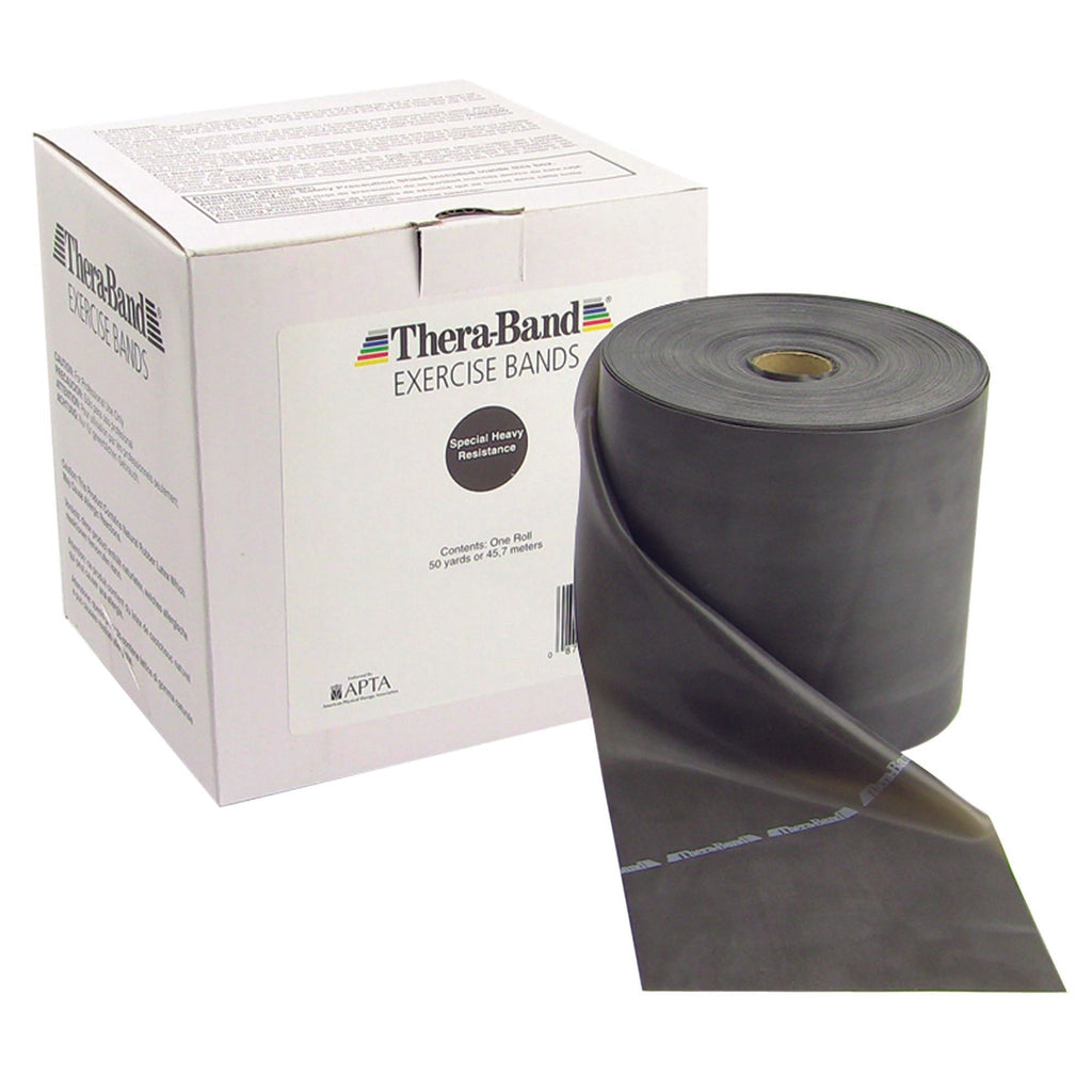 TheraBandÂ¨ Exercise Resistance Band, Black, 5 Inch x 50 Yard, X-Heavy Resistance