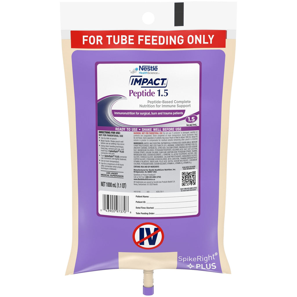 ImpactÂ¨ Peptide 1.5 Ready to Hang Tube Feeding Formula, 33.8 oz. Bag