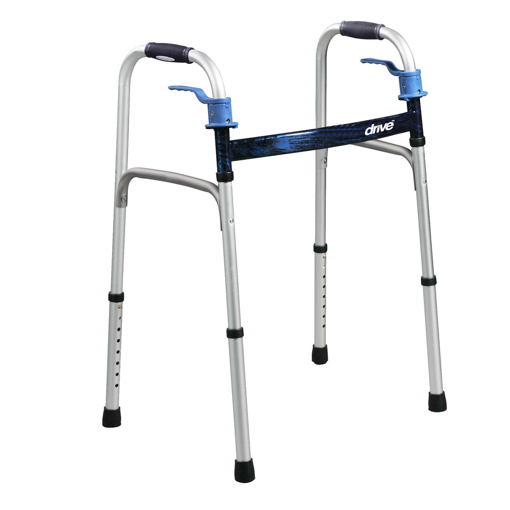 driveÂª Deluxe Aluminum Dual Release Folding Walker, 32 Ã 39 Inch Height