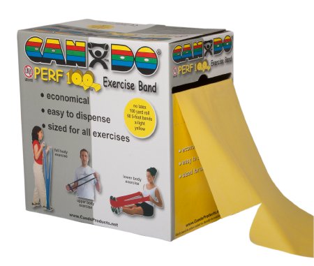 CanDoÂ¨ Perf 100Âª Exercise Resistance Band, Yellow, 5 Inch x 100 Yard, X-Light Resistance