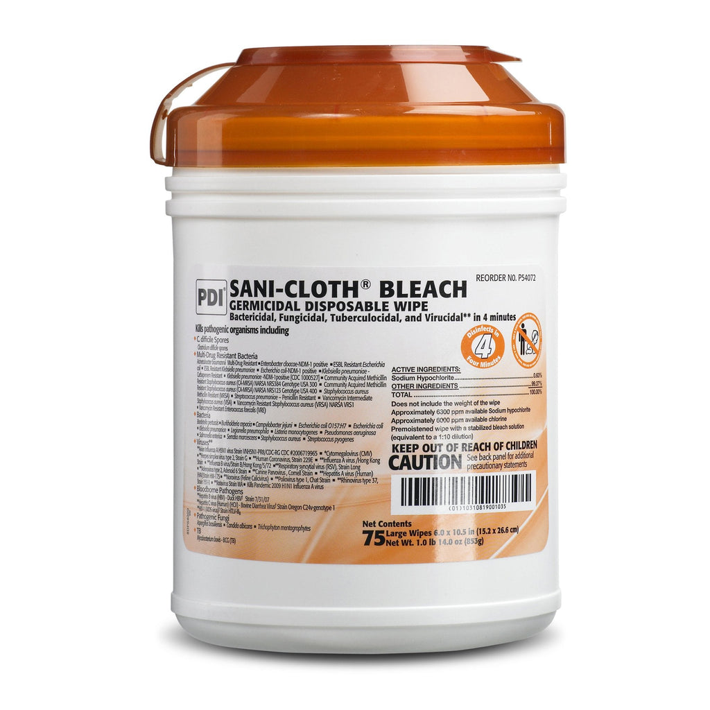 Sani-ClothÂ¨ Surface Disinfectant Cleaner Bleach Wipe, 75 Wipes per Canister