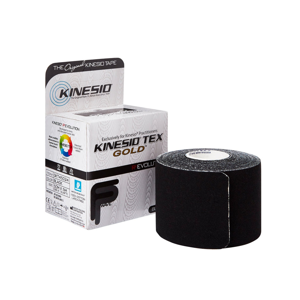 KinesioÂ¨ Tex GoldÂª Cotton Kinesiology Tape, 2 Inch x 5-1/2 Yard, Black
