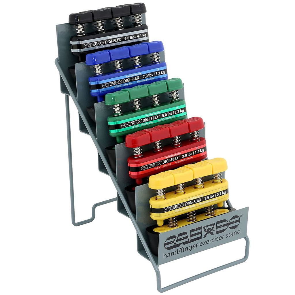 CanDoÂ¨ Digi-FlexÂ¨ Hand Exerciser, Set of 5 with Metal Rack