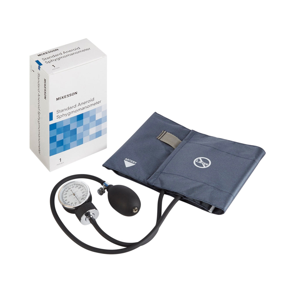 McKesson Brand Aneroid Sphygmomanometer with Cuff, 2-Tube, Pocket-Size, Handheld, Adult Large Cuff, Navy