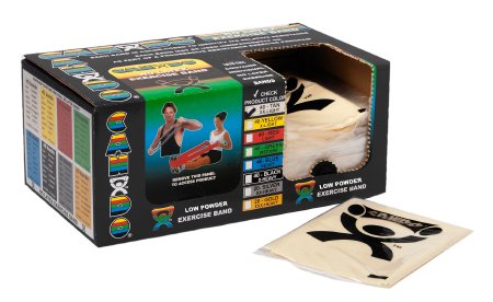 CanDoÂ¨ Low Powder Exercise Resistance Band, Tan, 5 Inch x 4 Foot, 2X-Light Resistance