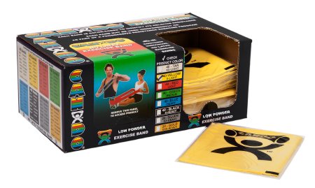 CanDoÂ¨ Low Powder Exercise Resistance Band, Yellow, 5 Inch x 4 Foot, X-Light Resistance