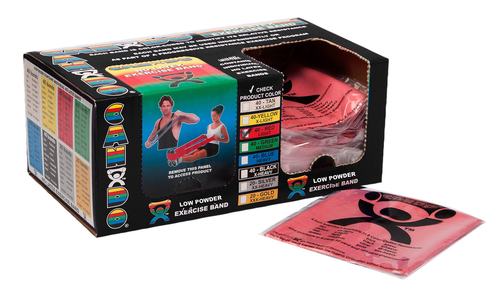 CanDoÂ¨ Low Powder Exercise Resistance Band, Red, 5 Inch x 4 Foot, Light Resistance