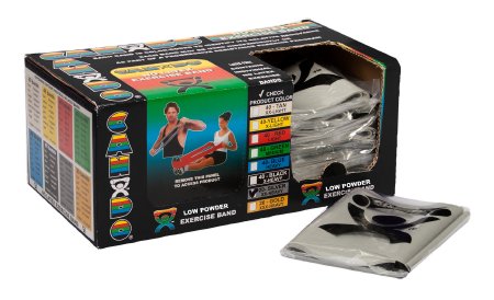 CanDoÂ¨ Low Powder Exercise Resistance Band, Silver, 5 Inch x 4 Foot, 2X-Heavy Resistance