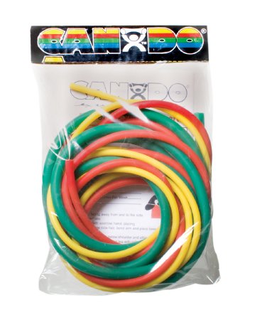 CanDoÂ¨ Low Powder PepÂª Pack Exercise Resistance Tubing Set, Yellow / Red / Green, 6 Foot Length, Easy Resistance