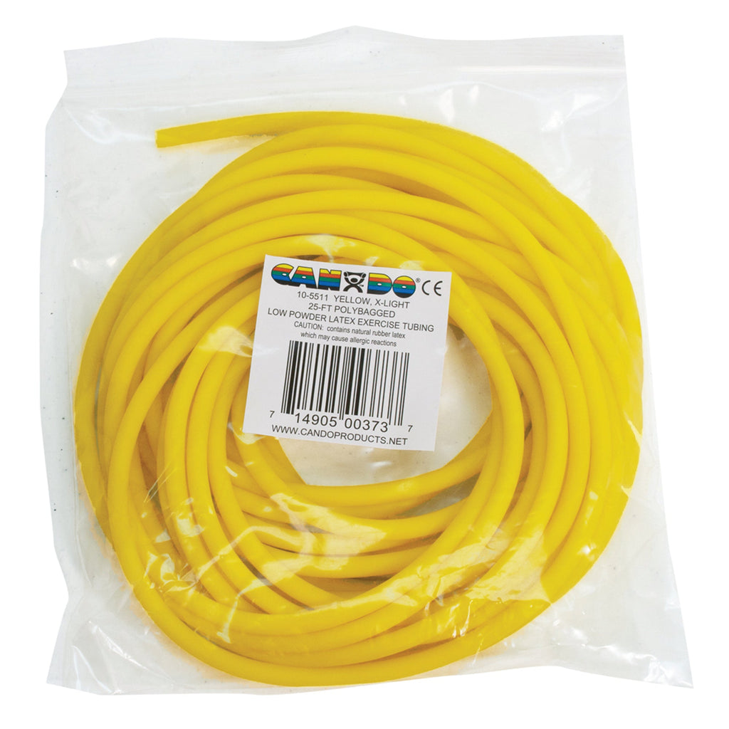 CanDoÂ¨ Low Powder Exercise Resistance Tubing, Yellow, 25 Foot Length, X-Light Resistance
