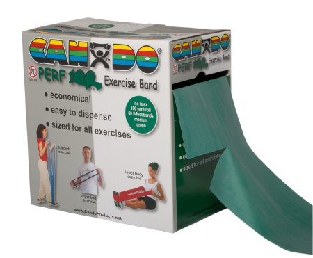 CanDoÂ¨ Perf 100Âª Exercise Resistance Band, Green, 5 Inch x 100 Yard, Medium Resistance