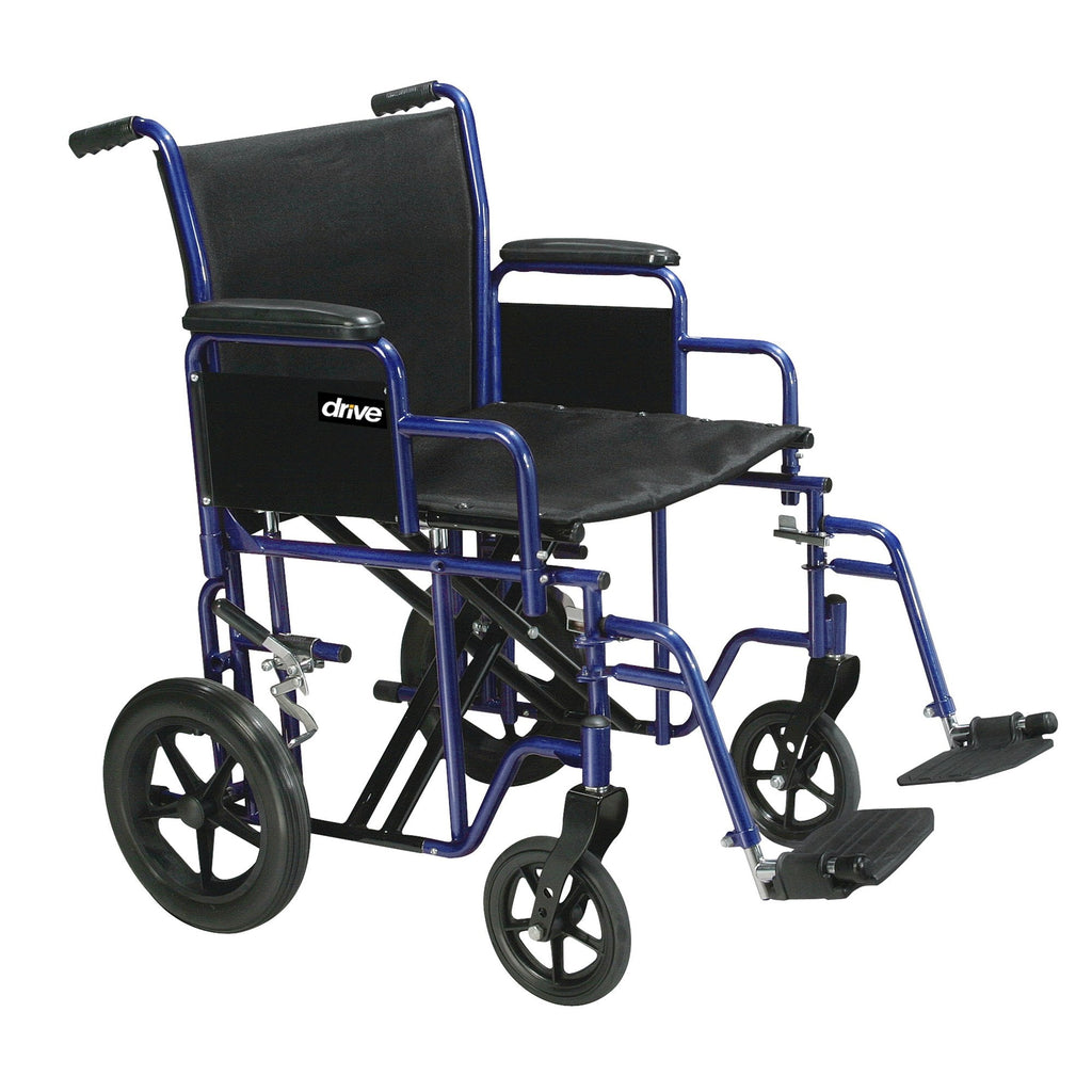 driveÂª Bariatric Heavy-Duty Transport Chair, Black with Blue Finish