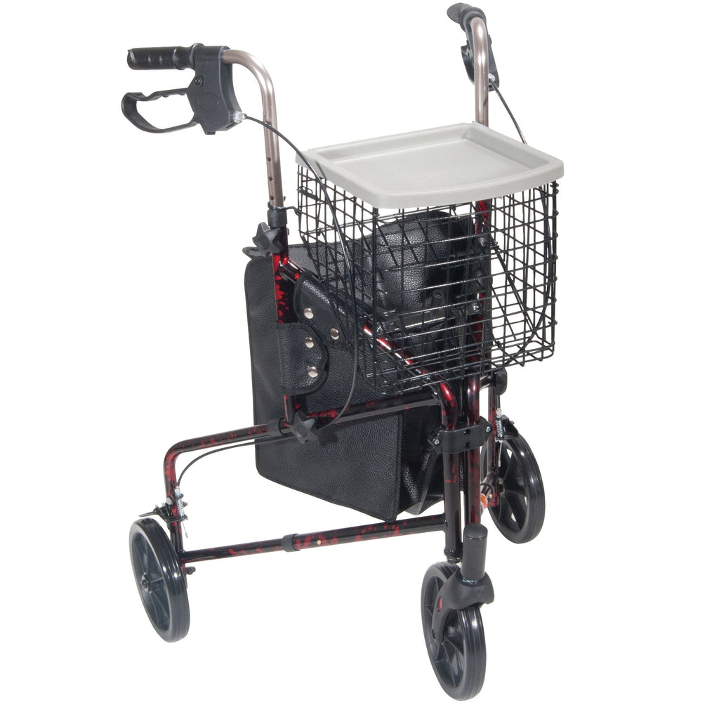 driveÂª Deluxe 3 Wheel Rollator, Red