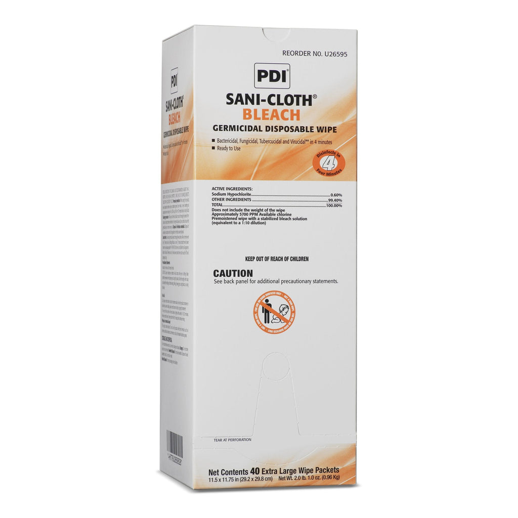 Sani-ClothÂ¨ Surface Disinfectant Cleaner Bleach Wipe, 40 Individual Packets per Box