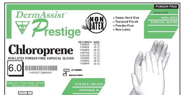 DermAssistÂ¨ PrestigeÂ¨ Polyisoprene Standard Cuff Length Surgical Glove, Size 8, Ivory