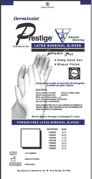 DermAssistÂ¨ PrestigeÂ¨ DHD Latex Standard Cuff Length Surgical Glove, Size 5_, Ivory