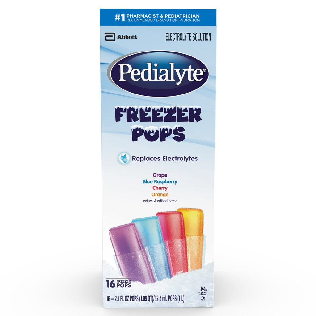 PedialyteÂ¨ Grape / Blue Raspberry / Cherry / Orange Flavor Freezer Pop, 16 Freezer Pops per Box