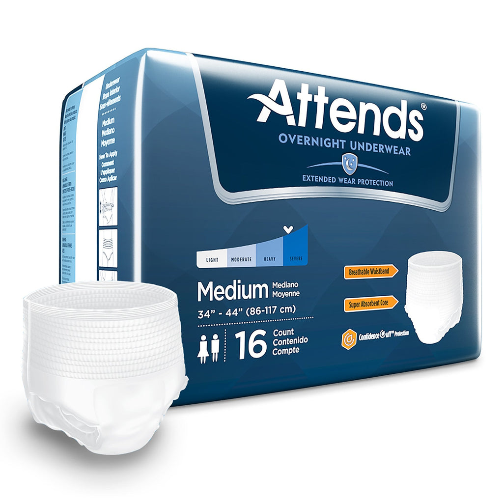 AttendsÂ¨ Overnight Underwear with Extended Wear Protection, Medium