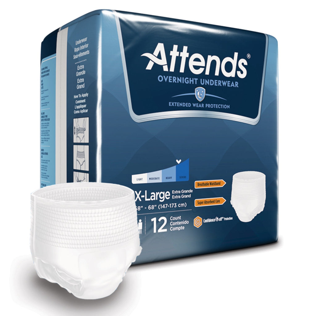 AttendsÂ¨ Overnight Underwear with Extended Wear Protection, X-Large