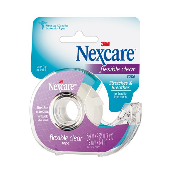 3MÂª NexcareÂª Plastic Medical Tape with Dispenser, 3/4 Inch x 7 Yard, Transparent