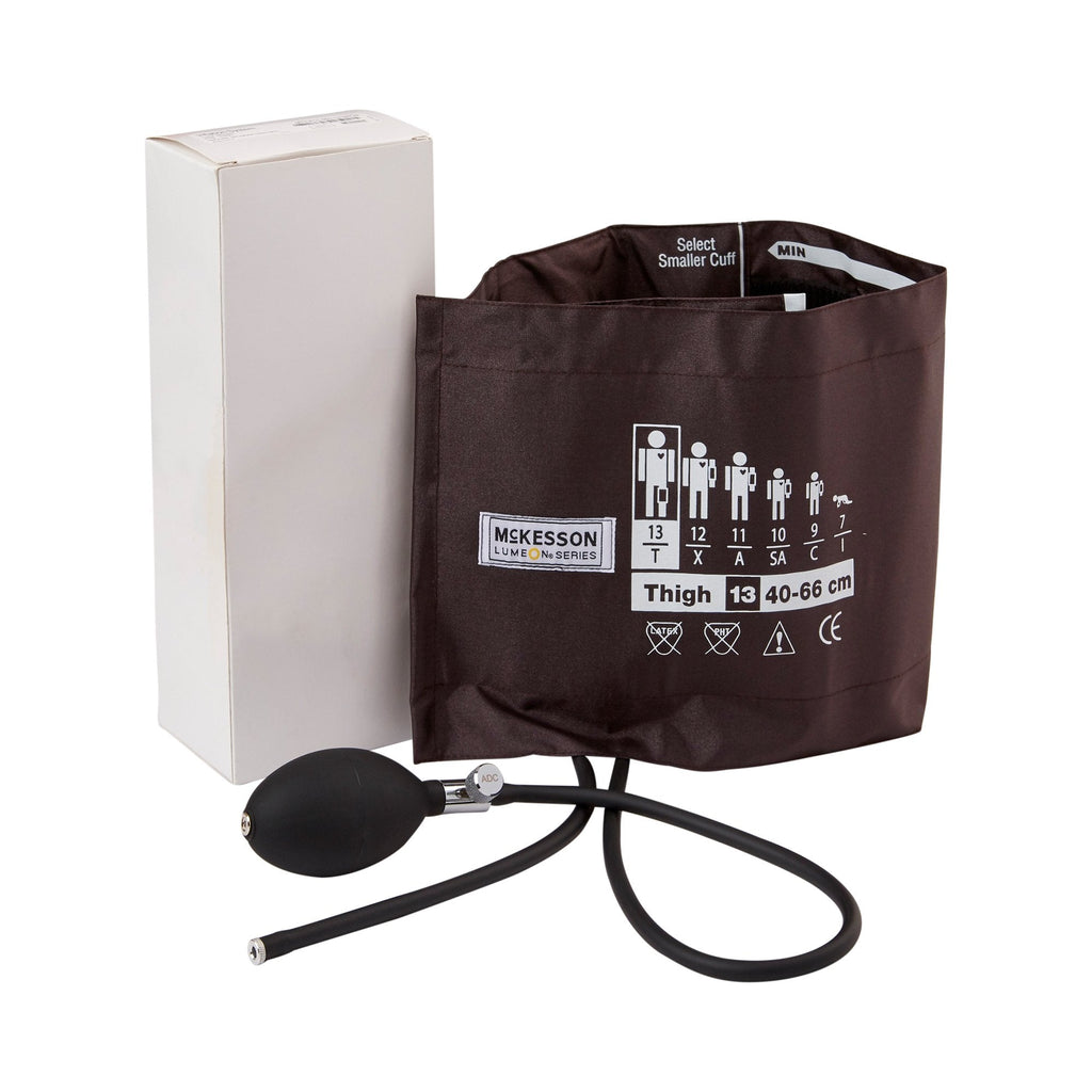 McKesson LumeonÂª Blood Pressure Cuff and Bulb, Nylon Cuff, X-Large Cuff, Brown, 40 - 66 cm, Thigh