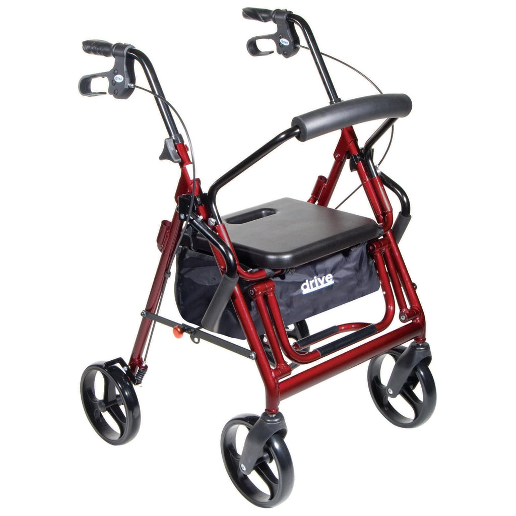driveÂª Duet 4 Wheel Rollator, Burgundy