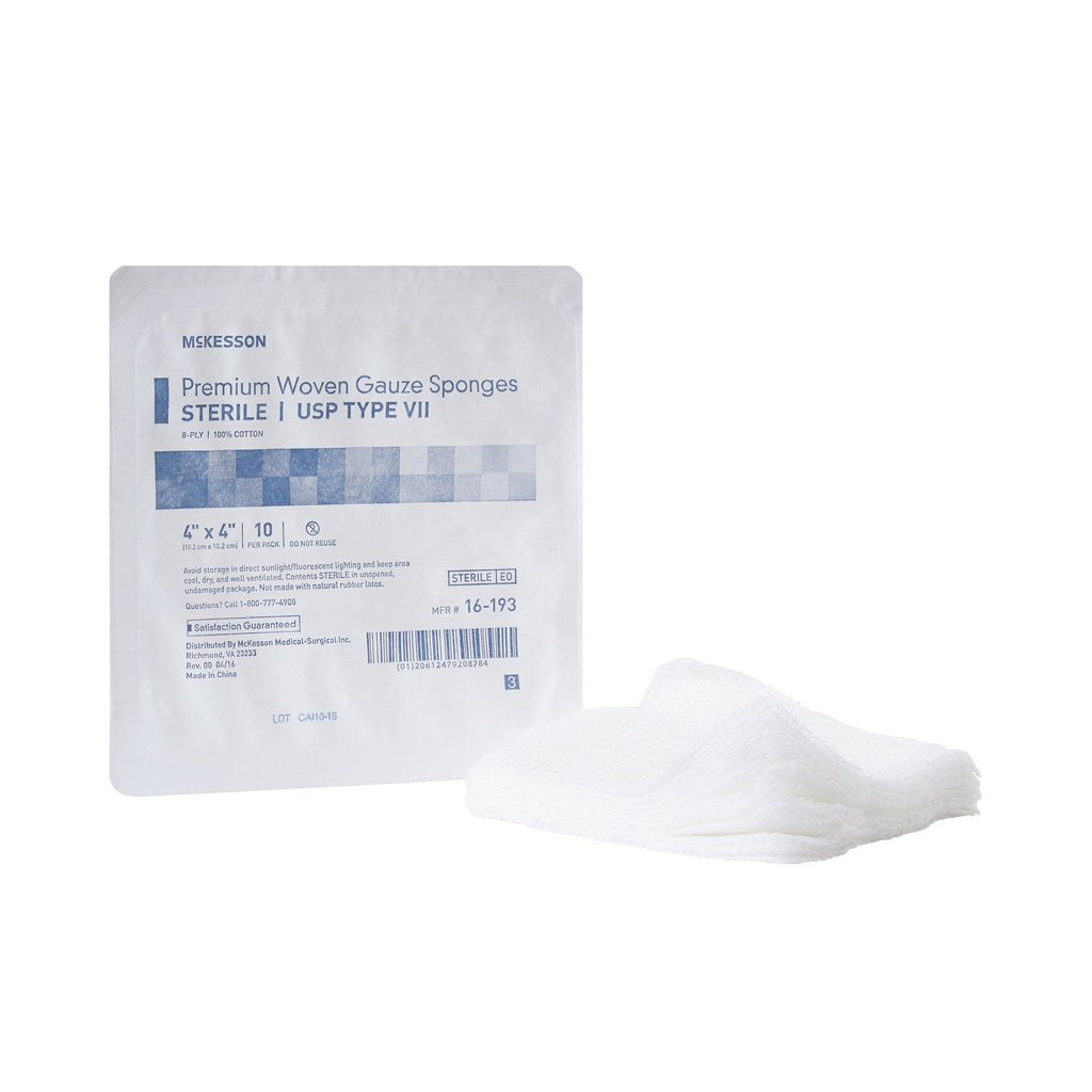 McKesson Sterile USP Type VII Gauze sponge, 4 x 4 Inch
