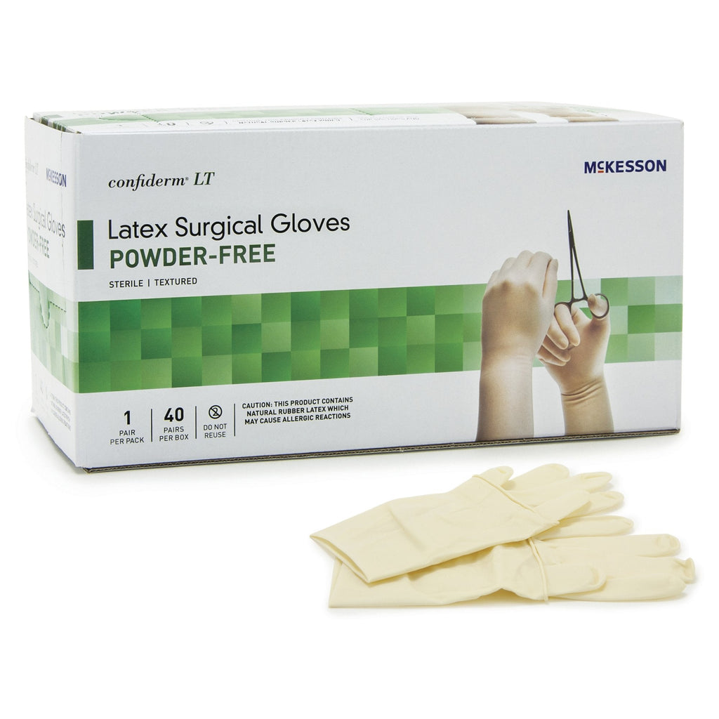 McKesson Confiderm® LT Latex Standard Cuff Length Surgical Glove, Size 6, Ivory