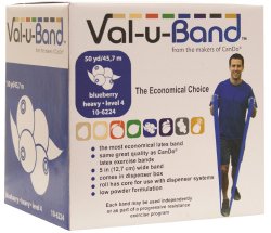 Val-u-BandÂ¨ Low Powder Exercise Resistance Band, Blueberry, 5 Inch x 50 Yard, Heavy Resistance