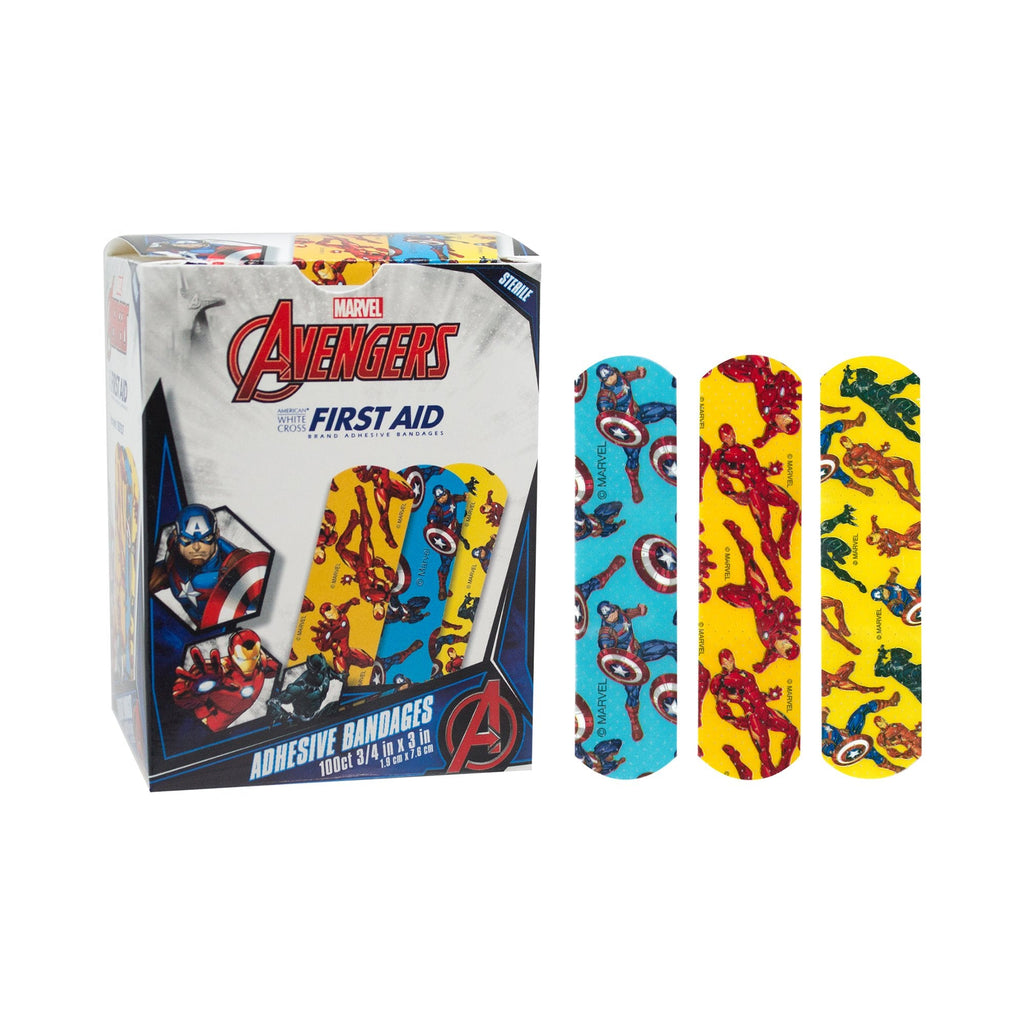 AmericanÂ¨ White Cross Stat StripÂ¨ Kid Design (Captain America / Iron Man) Adhesive Strip, 3/4 x 3 Inch
