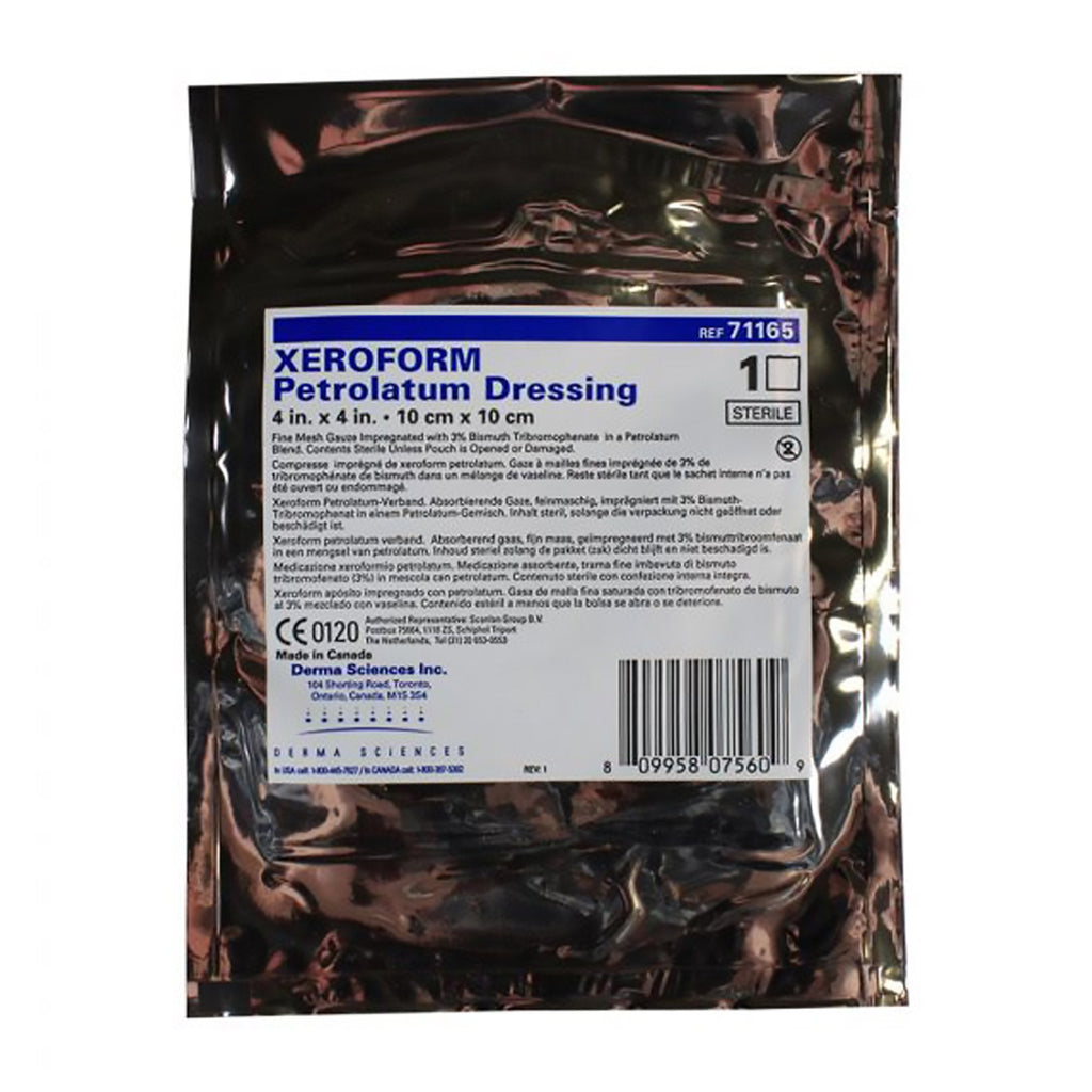 Xeroform Petrolatum Impregnated Dressing , 3% Bismuth Tribromophenate, Sterile Yellow, 4" x 4"