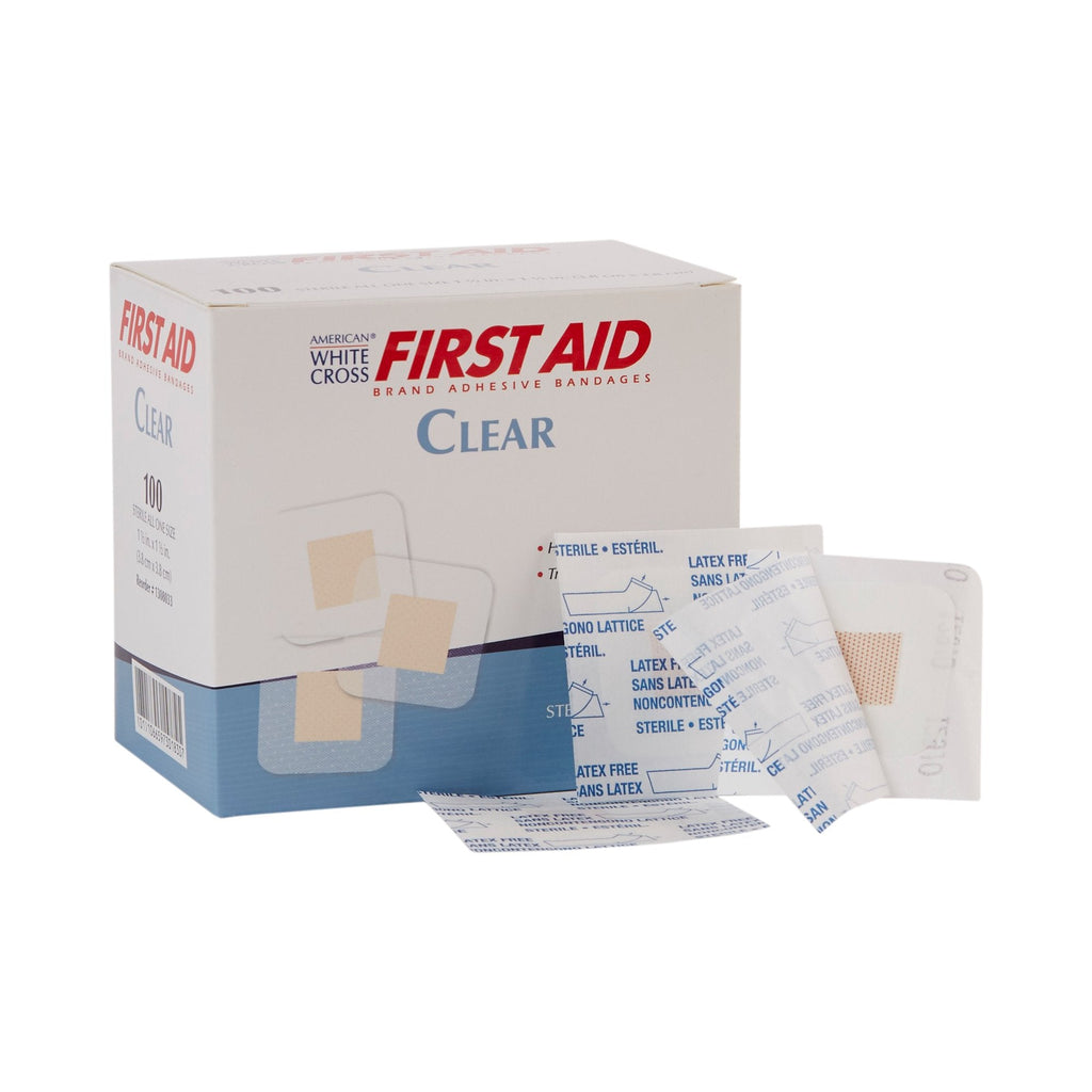 AmericanÂ¨ White Cross Sheer Adhesive Spot Bandage, 1_ x 1_ Inch