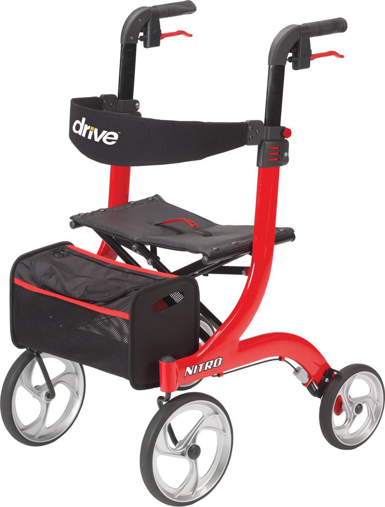 driveÂª Nitro 4 Wheel Rollator, Red