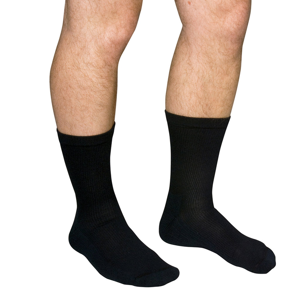 QCS Diabetic Compression Crew Socks, X-Large, Black