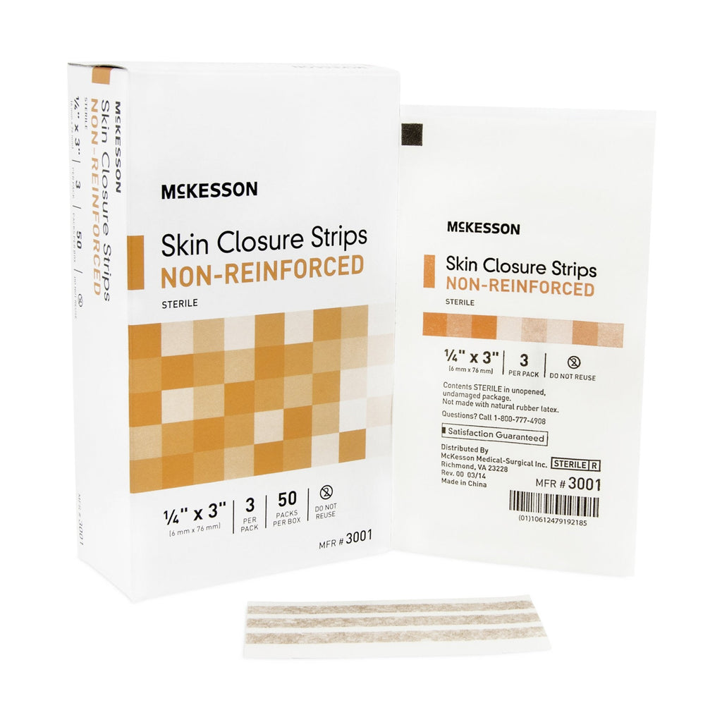 McKesson Non-Reinforced Skin Closure Strip, 1/4 x 3 Inch