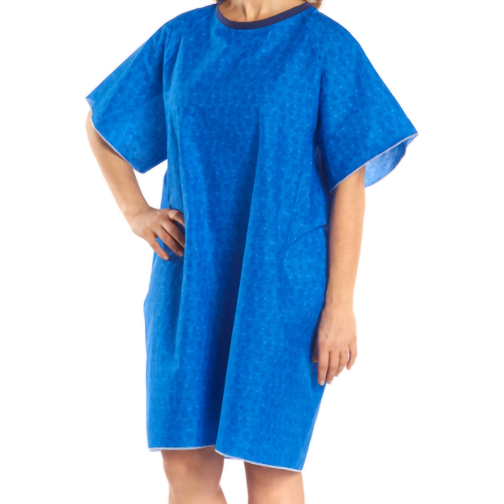 TieBackÂª Patient Exam Gown, Blue Marble Print